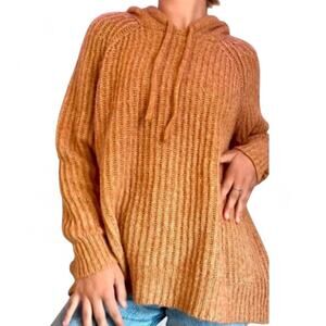 Aerie Oversized Knit Open Road Pullover Sweater Hoodie Sunset Orange cozy fall